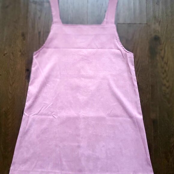 PINK Corduroy Short Jumper Dress Layering A-Line Mini Dress Wide Straps Large - Picture 5 of 5